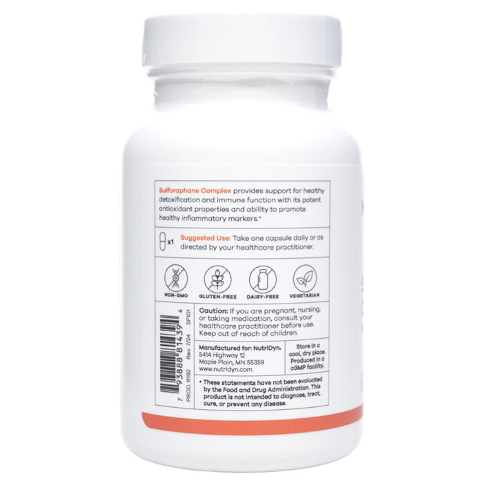 NutriDyn Sulforaphane Complex 60 capsules suggested use label