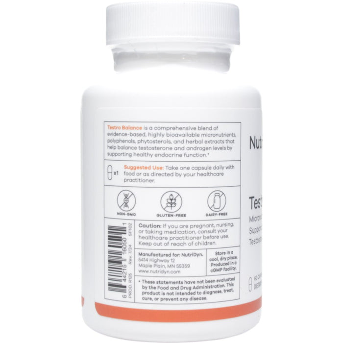 NutriDyn Testro Balance 60 capsules suggested use label