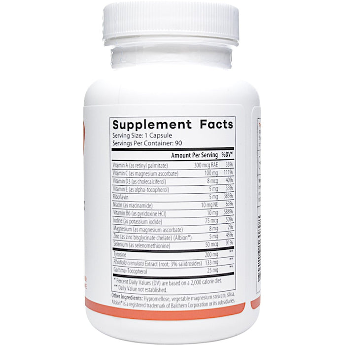 NutriDyn Thyroid Complex 90 capsules supplement facts label
