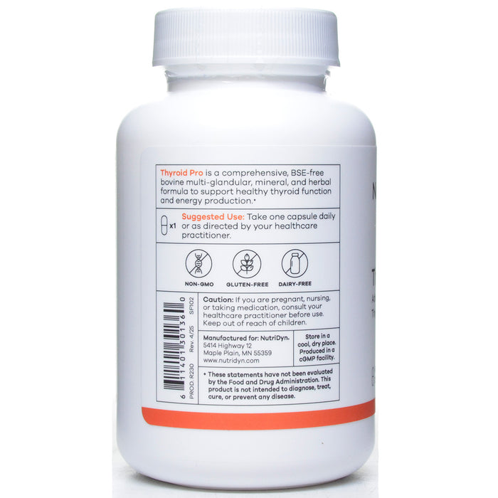 NutriDyn Thyroid Pro 60 capsules suggested use label