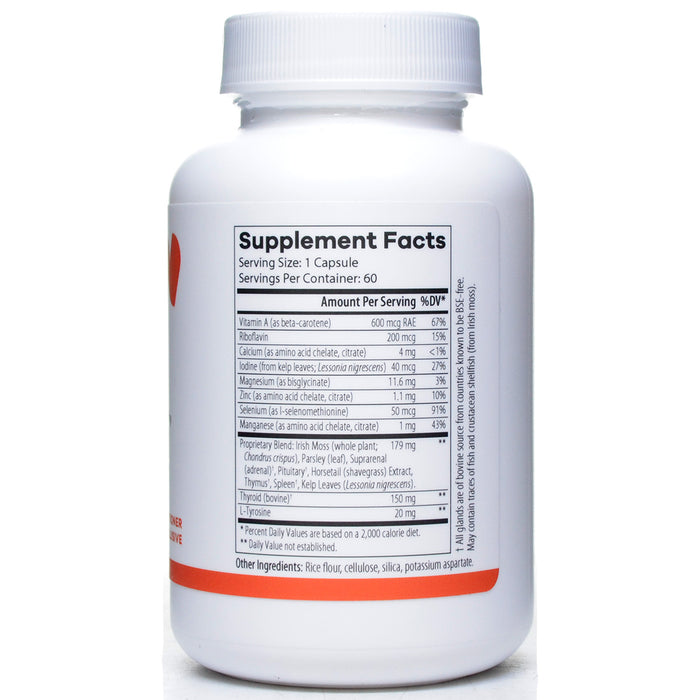 NutriDyn Thyroid Pro 60 capsules supplement facts label