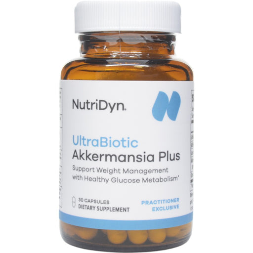 NutriDyn UltraBiotic Akkermansia Plus, 30 capsules, front of bottle