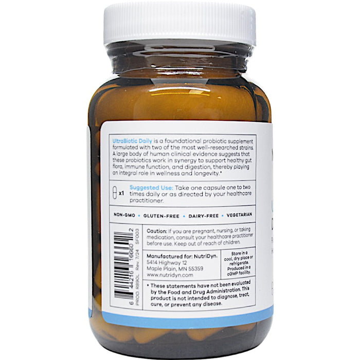 NutriDyn UltraBiotic Daily 120 capsules suggested use label