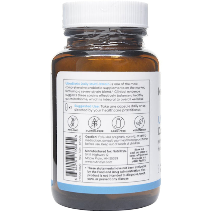 NutriDyn UltraBiotic Daily Multi-Strain 30 capsules suggested use label
