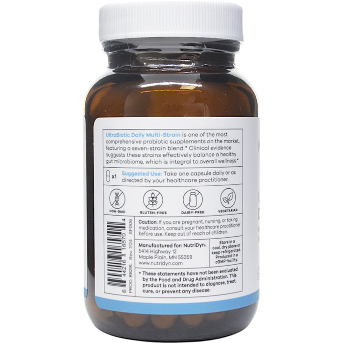 NutriDyn UltraBiotic Daily Multi-Strain 60 capsules suggested use label