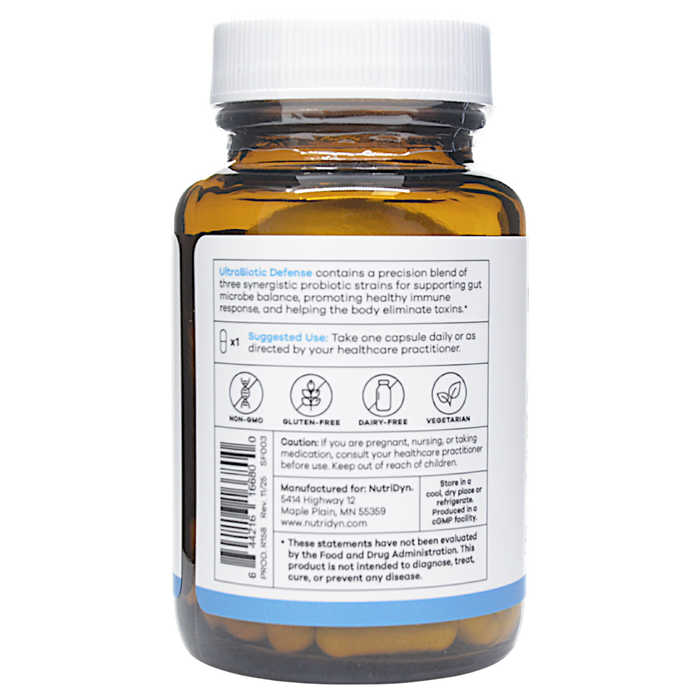 NutriDyn UltraBiotic Defense 30 capsules suggested use label