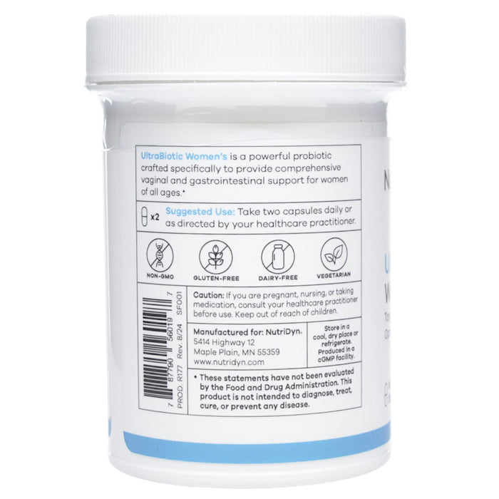 NutriDyn UltraBiotic Women's 60 capsules suggested use label