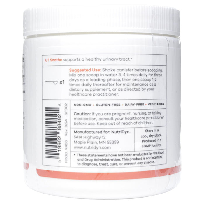 NutriDyn UT Soothe powder 2.01 oz suggested use label