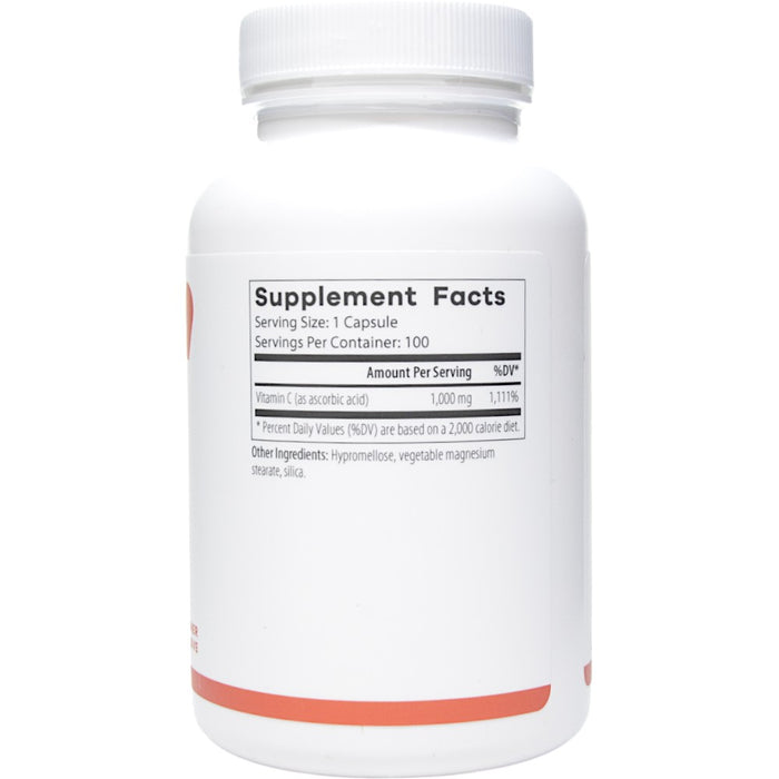 NutriDyn Vitamin C 1000 100 capsules supplement facts label