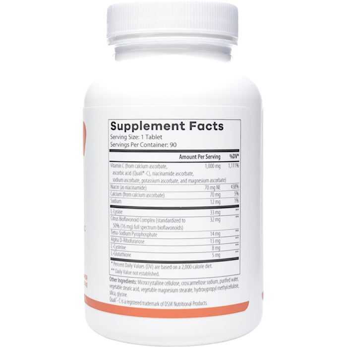 NutriDyn Vitamin C 1000 Complex 90 tablets supplement facts label