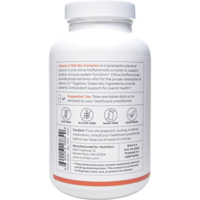 NutriDyn Vitamin C 500 Bio Complex 270 tablets suggested use label