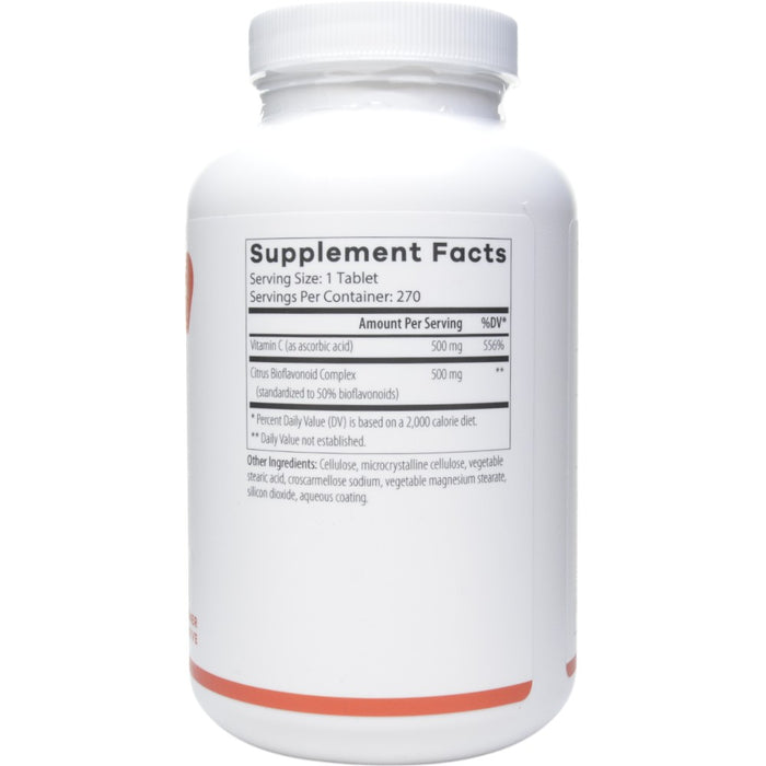 NutriDyn Vitamin C 500 Bio Complex 270 tablets supplement facts label