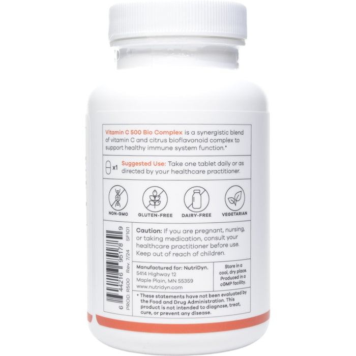 NutriDyn Vitamin C 500 Bio Complex 90 tablets suggested use label