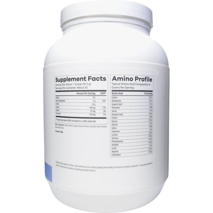 NutriDyn Whey Protein Vanilla powder supplement facts label