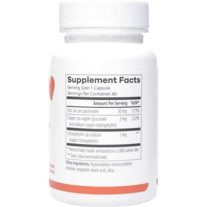 NutriDyn Zinc Picolinate 60 capsules supplement facts label