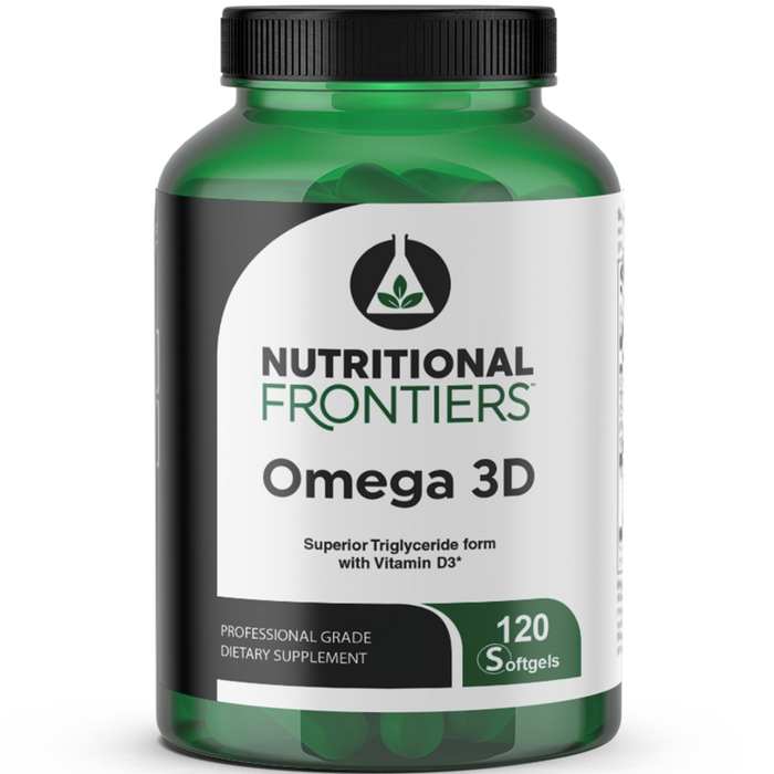 Nutritional Frontiers Omega 3D, 120 softgels, front of bottle