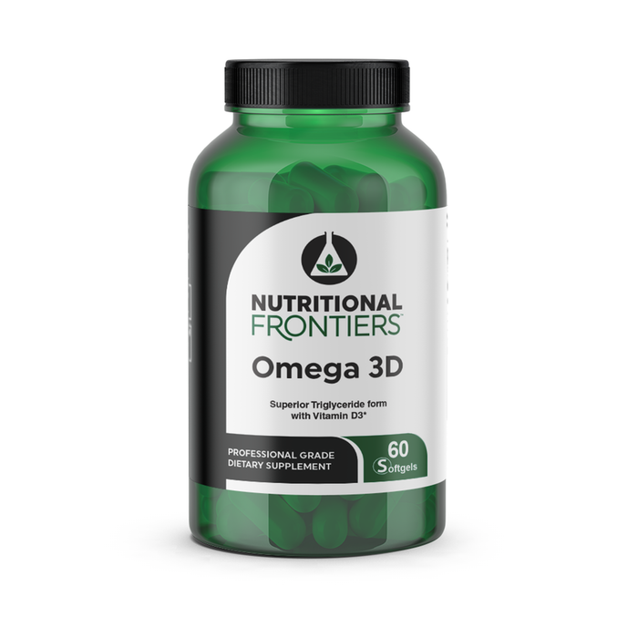 Nutritional Frontiers Omega 3D, 60 softgels, front of bottle