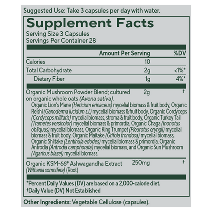 Mushroom Master Blend 84 capsules by Om Mushroom, Supplement Facts label