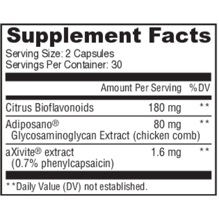 Omne Diem Thermogenic Weight Management 60 capsules supplement facts label