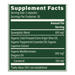 Supplement facts label with ingredients and amounts on a green background