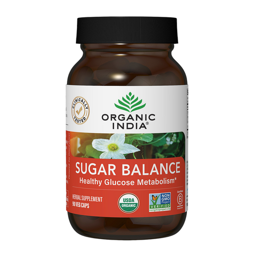 Organic India Sugar Balance, 90 veg capsules, front of bottle