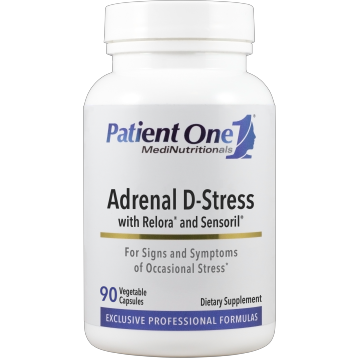 Patient One Adrenal D-Stress, 90 vegetable capsules, front of bottle