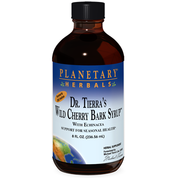 Planetary Herbals Dr. Tierra's Wild Cherry Bark Syrup, 8 fl oz, front of bottle