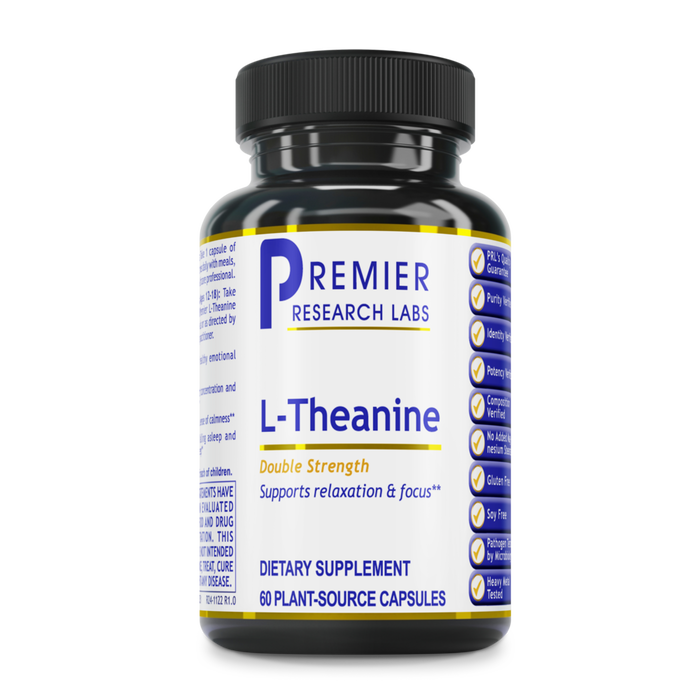 Premier Research Labs L-Theanine 200 mg, 60 capsules, front of bottle