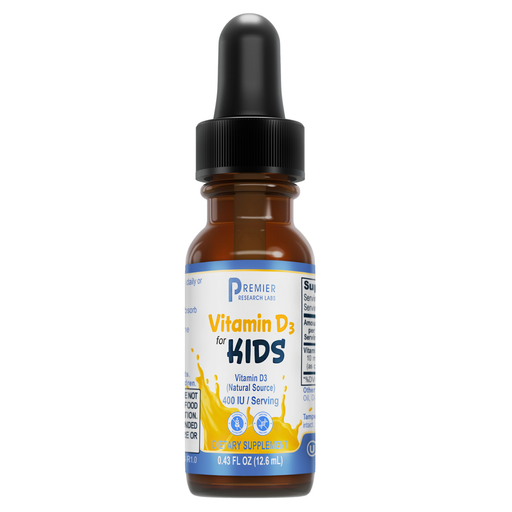 Premier Research Labs Vitamin D3 for Kids, 0.43 fl oz, front of dropper bottle