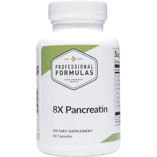 Professional Formulas 8X Pancreatin, 60 capsules, front of bottle
