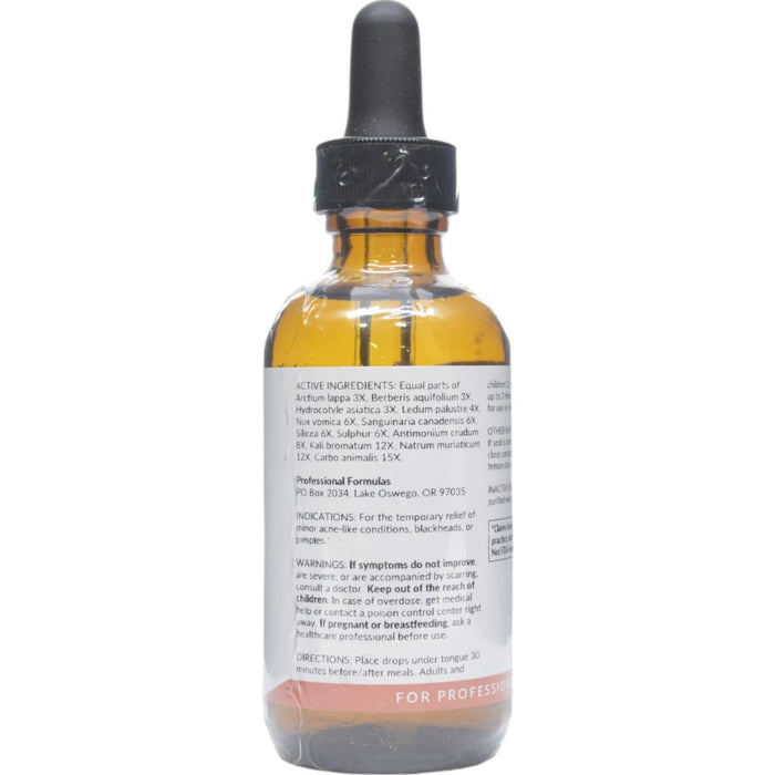 Professional Formulas Acne Drops 2 oz active ingredients label