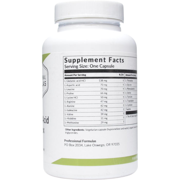 Professional Formulas Amino Acid Complex 90 capsules supplement facts label