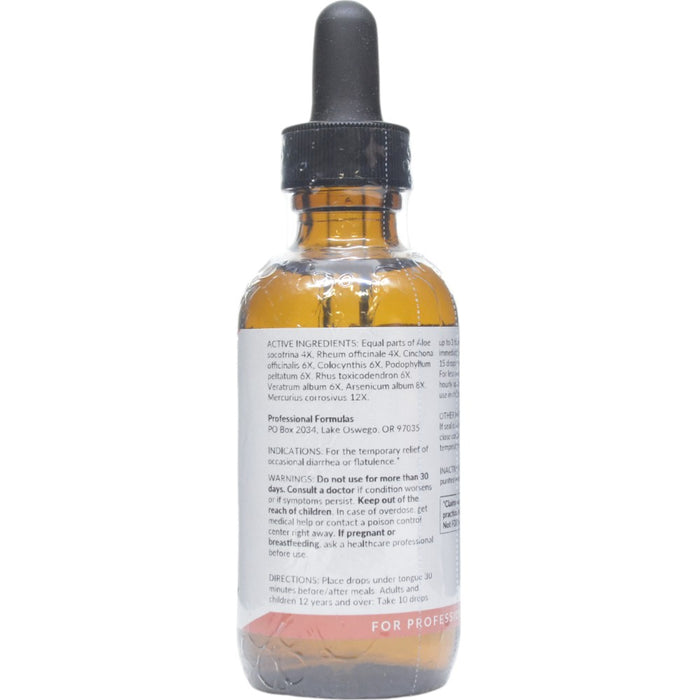 Professional Formulas Anti-Diarrhea Drops 2 oz active ingredients label