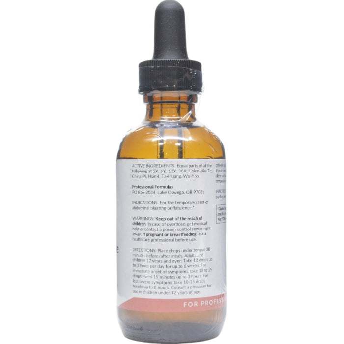 Professional Formulas Anti-Flatulence Drops 2 oz active ingredients label