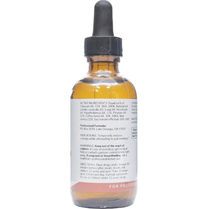Professional Formulas Anti-Smoking I Drops 2 oz active ingredients label