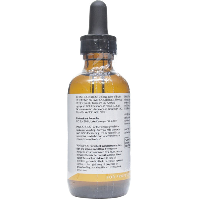 Professional Formulas Antibiotic Detox 2 oz active ingredients label