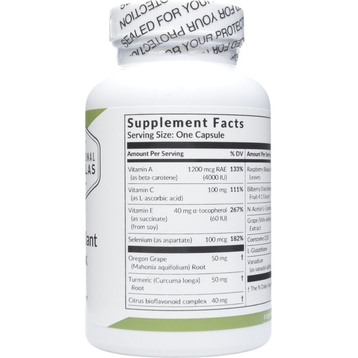 Professional Formulas Antioxidant Complex 60 capsules supplement facts label