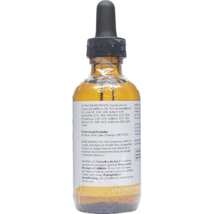 Professional Formulas Asbestox 2 oz active ingredients label