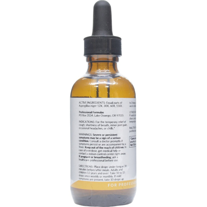 Professional Formulas Aspergillus Niger Nosode 2 oz active ingredients label