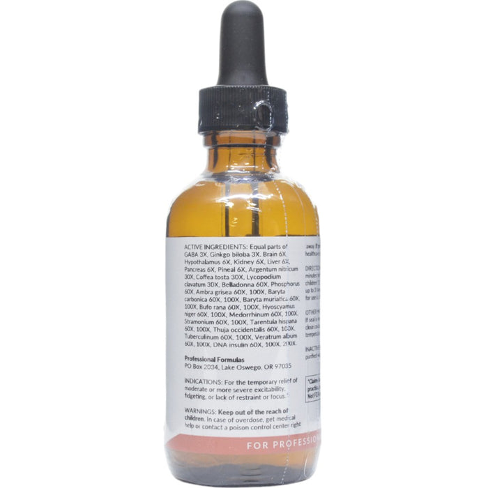 Professional Formulas Attention Deficit Severe Drops 2 oz active ingredients label
