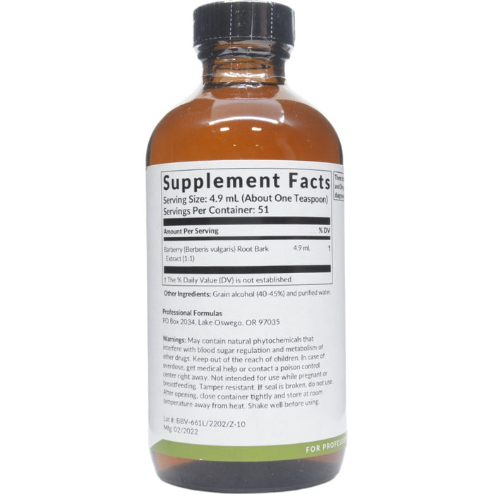 Professional Formulas Barberry (Berberis vulgaris) 8.4 oz supplement facts label