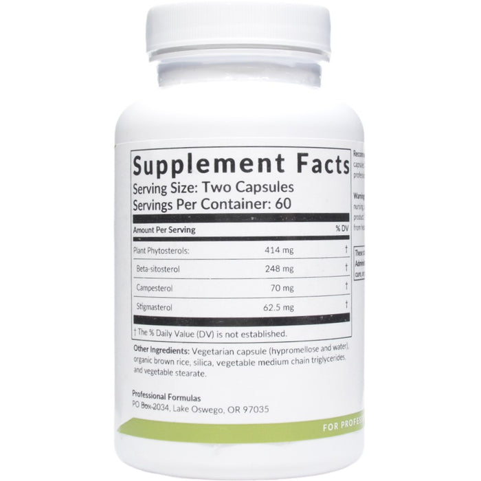 Professional Formulas Beta Sitosterol 120 capsules supplement facts label