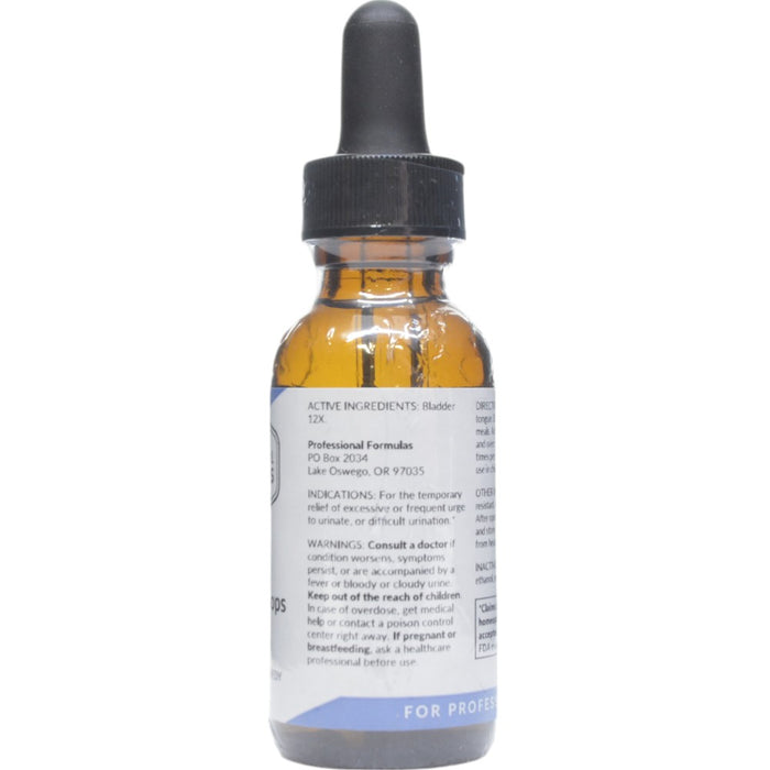 Professional Formulas Bladder Drops 1 oz active ingredients label