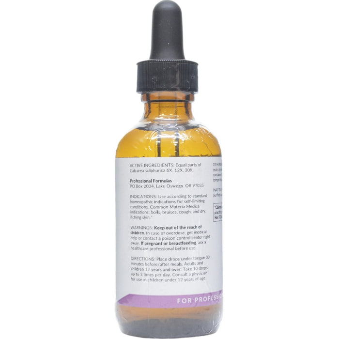 Professional Formulas Calcarea Sulphurica 2 oz active ingredients label
