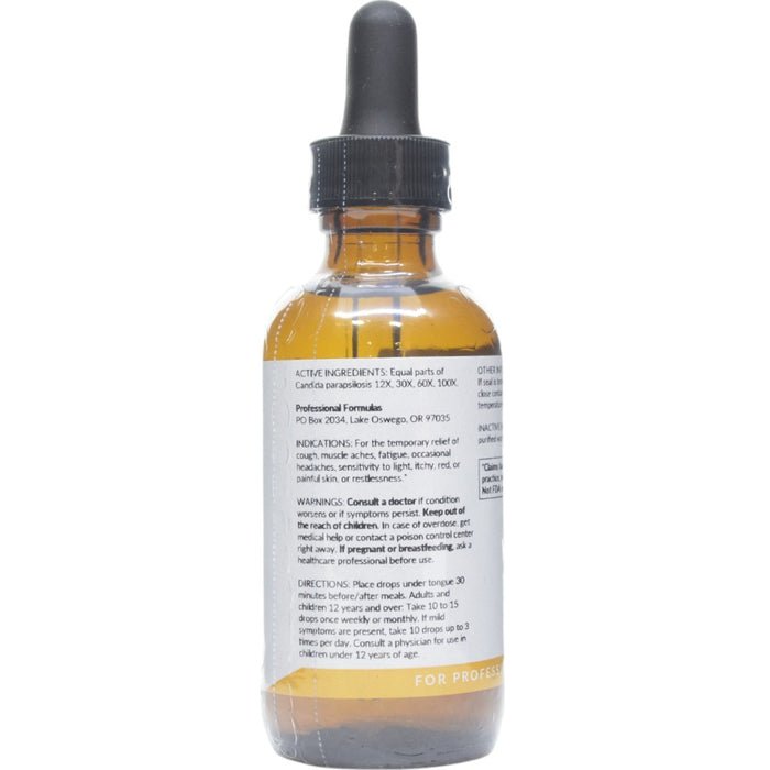 Professional Formulas Candida Parapsilosis Nosode 2 oz active ingredients label
