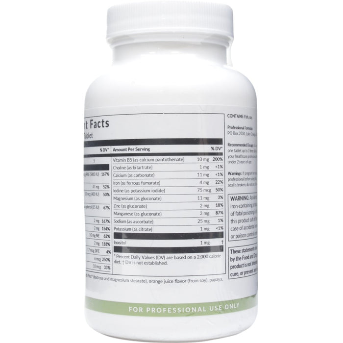 Professional Formulas Chewable Vitamin Mineral Complex 90 tablets supplement facts label, continued