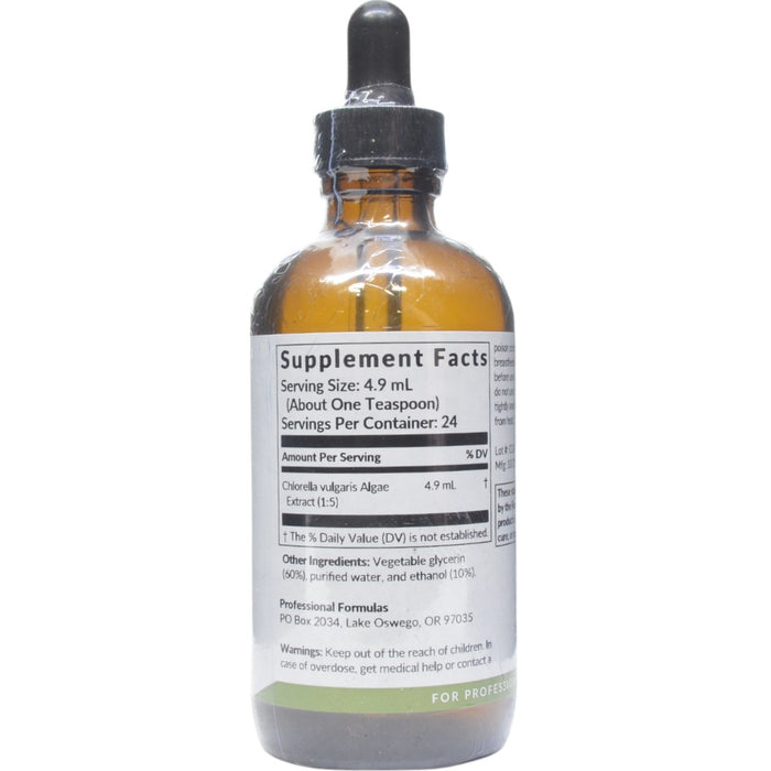 Professional Formulas Chlorella 4 oz supplement facts label