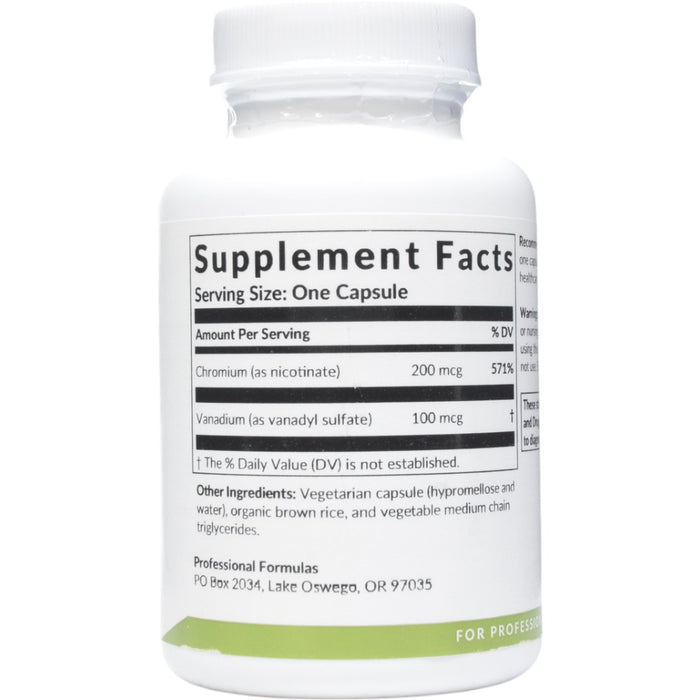Professional Formulas Chromium Plus 120 capsules supplement facts label