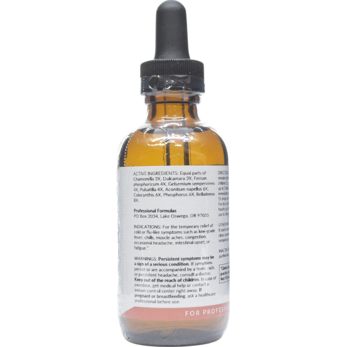 Professional Formulas Cold & Flu Drops 2 oz active ingredients label
