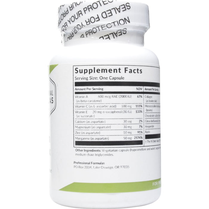 Professional Formulas Collagen Complex 60 capsules supplement facts label